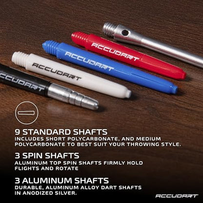 Accudart Dart Tune‑Up Kit – Flights, Shafts, Flight Protectors, Spring Clips, O‑Rings & Dart Tool – Complete Dart Accessory Set for Steel or Soft Tip Darts