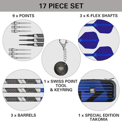 Target Darts 975 Ultra Marine 18G 97.5% Tungsten Soft Tip Darts Set with K-Flex