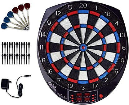 Electronic Dart Board, Electronic Dart Board, Electronic Dartboard, Soft Tip Dartboard Set LED Display Scoreboard, 6 Darts 24 Tips for 8 Players, Battery Supply