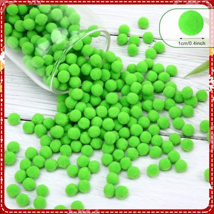 SEPGLITTER 1000 Pcs Mini Christmas Light Green Pom Poms Balls for Crafts | 1cm Mini Size, Green Puff Balls, DIY Crafts Making, Handmade Projects, Christmas St. Patricks Party Supplies Decorations - style: Green Style