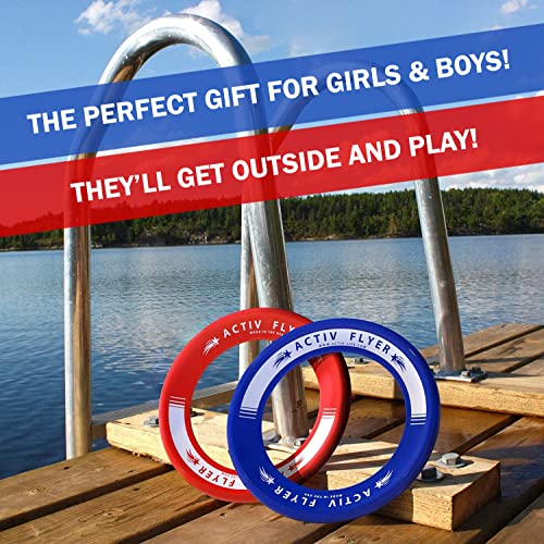 Activ Life Kid’s Flying Rings (2 Pack) They Fly Straight & Don’t Hurt, 80% Lighter Than Standard Rings - Replace Screen Time with Healthy Family Fun - Get Outside & Play - color: Red/Blue