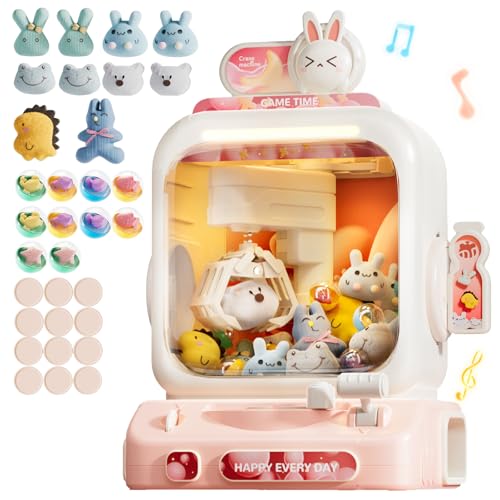 Claw Machine for Kids, Mini Vending Machines with Music Candy Grabber Prize Dispenser Toys for Girls Boys Age 3 4 5 6, Pink Electronic Claw Game Machine for Party Birthday Chirstmas Gifts (Rabbit)