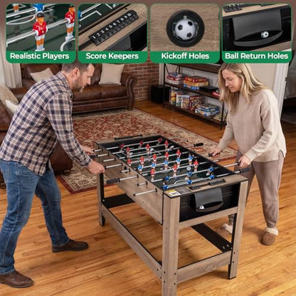 GYMAX 2-in-1 Swivel Multi Game Table, Foosball & Billiard Combo Game Table with Complete Accessories, Premiun Material, Space-Saving for Family Nights Home Office Game Room