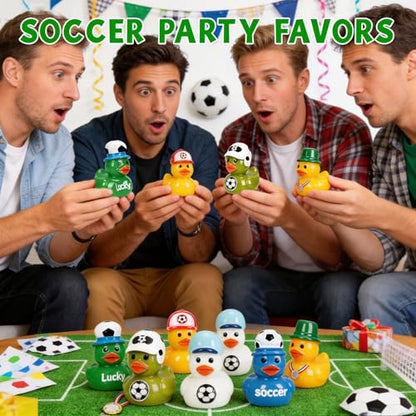 120 Soccer Mini Resin Ducks 6 Styles Bulk Miniature Football Duck Figurines for Soccer Party Favors Team Gifts Goodie Bags Stuffers Tabletop Dollhouse Cake Fairy Garden Micro Landscape Decor - style: 120Pcs-Soccer Ducks