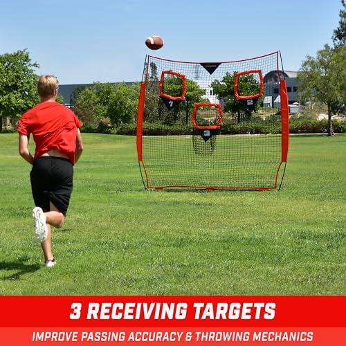 GoSports Football Throwing Net - 8 x 8 ft or 6 x 6 ft Nets - Choose Black or Red - color: 8 x 8 ft Red