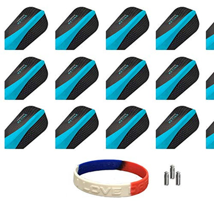 Harrows 5 Sets of 3 Retina Slim Aqua Blue Dart Flights Plus 1 Set of 3 Aluminum Dart Flight Protectors & Bracelet