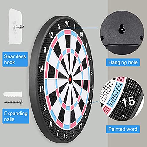 18In No Electronic Dart Board for Soft Tip Darts Set, Classic Style, Dartboard with 6 Pcs Plastic Darts Set Extra Soft Tips, Pink for Adult Kids