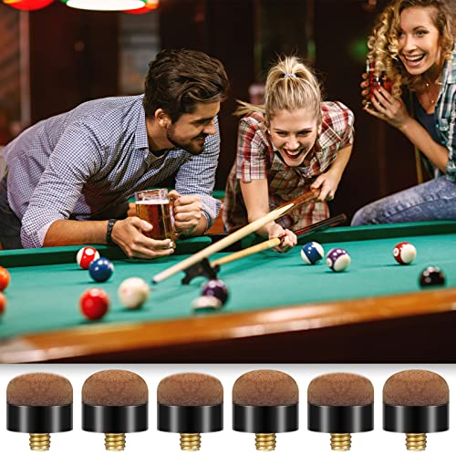 Deekin 30 Pieces Billiard Pool Cues Sticks Screw on Tip 12/13 mm Nylon Ferrules Replacement Billiard Screw in Cue Tips Pool Sticks Accessories - color: Brown