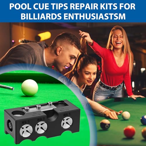 11-in-1 Billiards Pool Cue Tip Shaper, Pool Cue Tips Replacement Kit, Pool Cue Tips,Pool Cue Tip Tool for Replacement and Shaping Cue Tips - color: Black