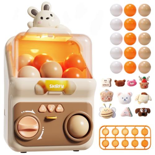Skirfy Gumballs Machine Toy for Kids,15 PCS 1.77 in Capsules Light Up Vending Machine Operated Gumballs Prize Arcade Game Claw Machine Game Sensory Toys Dolls Gifts - color: White Bunny