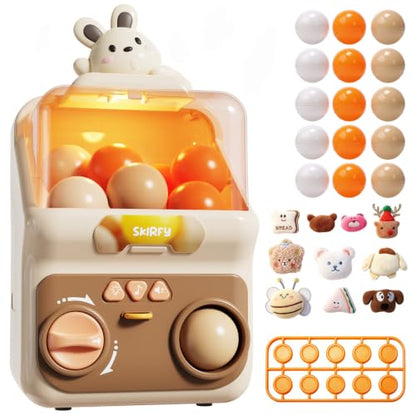 Skirfy Gumballs Machine Toy for Kids,15 PCS 1.77 in Capsules Light Up Vending Machine Operated Gumballs Prize Arcade Game Claw Machine Game Sensory Toys Dolls Gifts - color: White Bunny