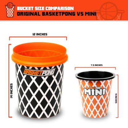BasketPong Mini – Yard Pong and Basketball Game with 12 Buckets, 2 Balls, Carrying Bag, and Air Pump – Outdoor Game for Lawn, Backyard, Beach, and Travel