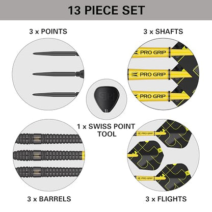Target Darts Bolide Void 90% Tungsten Dart Set, Steel Tip Swiss Point Darts | 21G/22G/23G/24G/25G/25G | Professional Darts Sets, Black Darts, Swiss Point Tool Included - size: 22G, style: Barrel 03