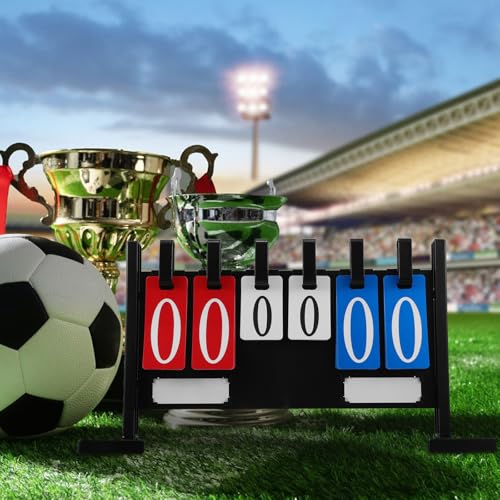 POPETPOP Portable Flip Sports Scoreboard with 4 and 6-Digit Display, Weather-Resistant Thickened Tabletop Score Counter for Table Tennis, Basketball, Volleyball, Baseball Games and Outdoor