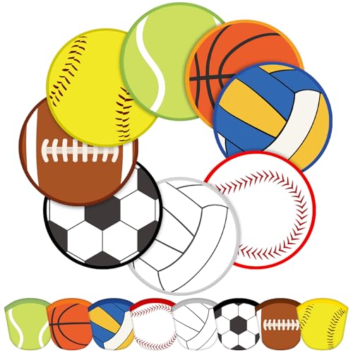 Gejoy 24 Pcs Volleyball Baseball Foldable Fan Rugby Basketball Soccer Handheld Round Folding Flying Disc for Women Man Daily Use Sports Festival Wedding Party Favors Decorations Portable, 8 Style - color: Ball Patterns