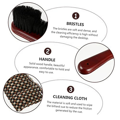 Abaodam Billiard Table Rail Brush Set Sturdy Pool Table Cleaning Brush Sturdy Bristles for Easy Maintenance