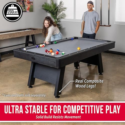 GoSports 7 and 8 ft Pool Tables with Wood Finish - Gray, Black, or Green Felt - Billiards Game Room Table for Adults & Family - Accessories Not Included - style: 7 ft Gray