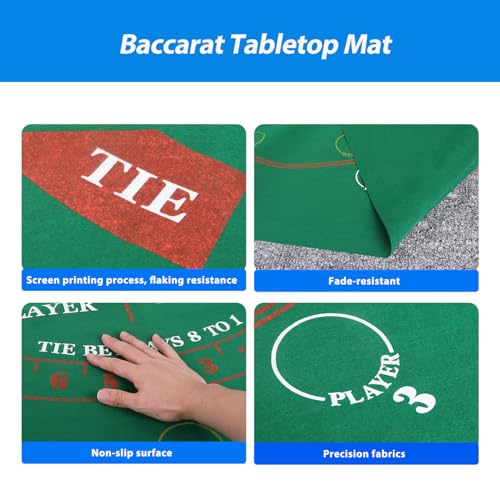 GSE Games & Sports Expert 36" x 72" Casino Layout Felt, Professional Casino Tabletop Mat for Parties, Casino Poker Game Night - style: Baccarat