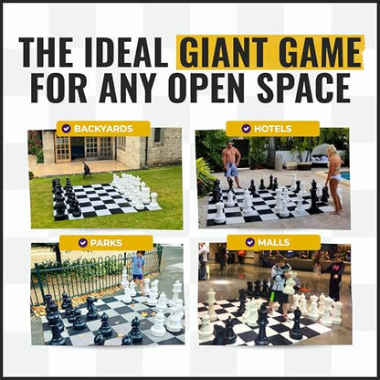 MegaChess Giant Chess Set Game with 25" Tall King - A Large Chess Set Yard Game for Families Looking for Outdoor Jumbo Games - 32 Large Pieces Made from Durable HDPE (Plastic Board Included)