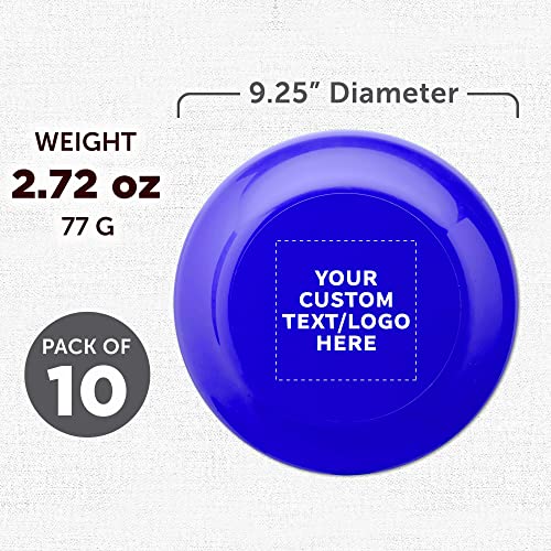 DISCOUNT PROMOS Frisbee Flying Discs in Bulk, 9.25 in. Fun Family Beach Game - color: - Custom - Reflex Blue, size: 10 flying discs