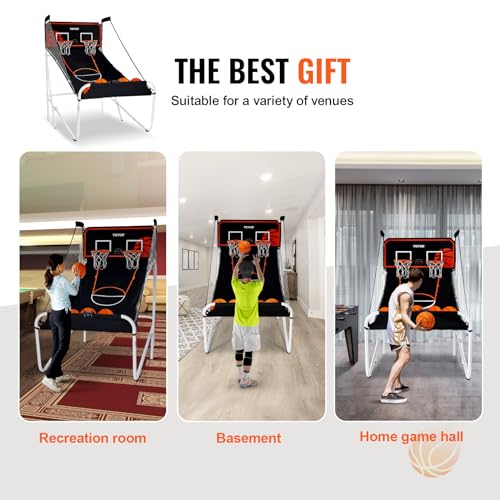 VEVOR Basketball Arcade Game Indoor, 2 Player Indoor Basketball Game, Home Dual Sport with 8 Game Modes, Electronic Scoreboard, and Inflation Pump,Adults - style: Fodable-Advanced