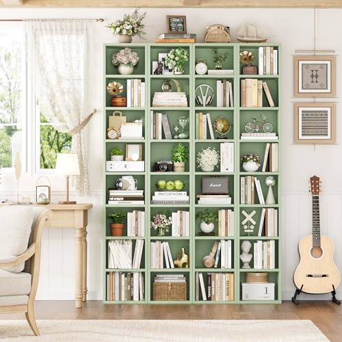 FOTOSOK 8-Tier Media Tower Rack, 11.6 X 9.3 X 70.9 Inches CD DVD Slim Storage Cabinet with Adjustable Shelves, Tall Narrow Bookcase Display Bookshelf for Home Office, Green - color: Green