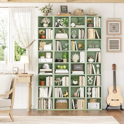 FOTOSOK 8-Tier Media Tower Rack, 11.6 X 9.3 X 70.9 Inches CD DVD Slim Storage Cabinet with Adjustable Shelves, Tall Narrow Bookcase Display Bookshelf for Home Office, Green - color: Green