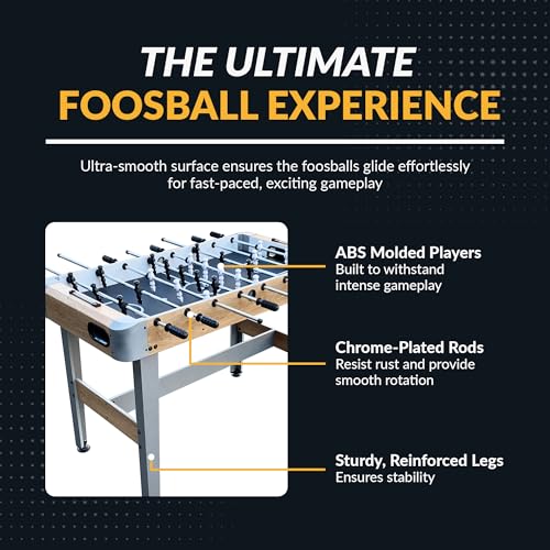Hathaway Amherst Foosball Table Adult Size - 48-in Foosball Table for Adults & Kids with 2 Foosball Balls & ABS Molded Players - Complete Soccer Table Game Set for Family Game Rooms & More - Light Oak
