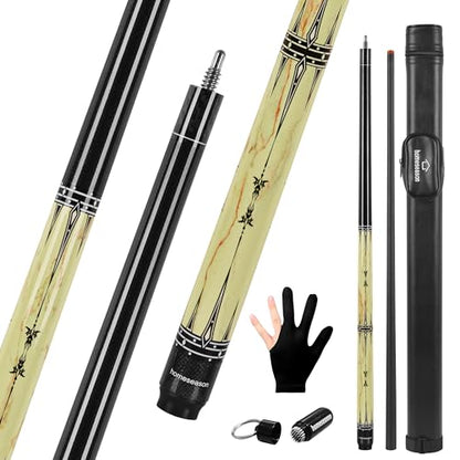 HomeSeason Glass Fibre Pool Cue Stick 58" Billiard Cue Sticks Professional Low Deflection Pool Sticks - color: B with bag