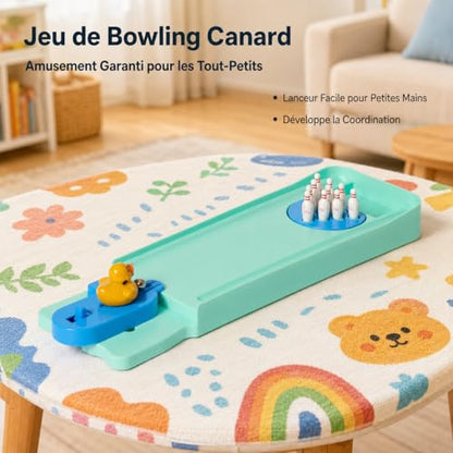 Mini Bowling Set, Wooden Bowling Game for Adults, Miniature Bowling Alley, Small Desktop Fun Toy - style: waterfowl Bowling
