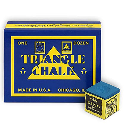 Triangle Billiard Pool Cue Chalk - 1 Dozen - Made in The USA + 2 pcs of Quality Billiard Pool Table Spots by Tweeten Fibre Co. - color: Blue