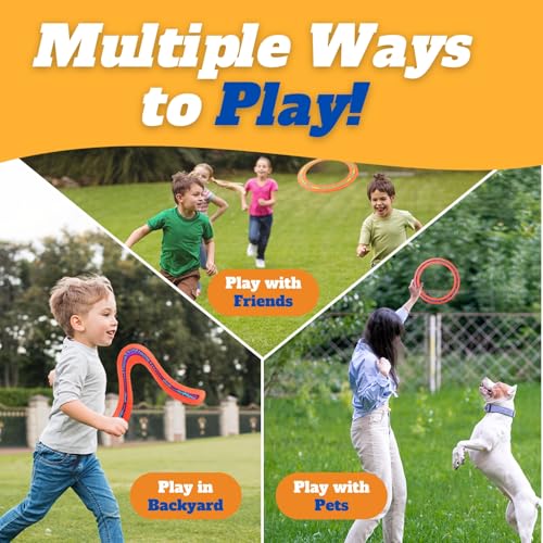Liberty Imports 6 PCS Flying Ring Combo Pack Sports Plastic Pro Discs, Rings and Boomerangs - Lightweight Sports Outdoor Games Toys for Kids and Adults