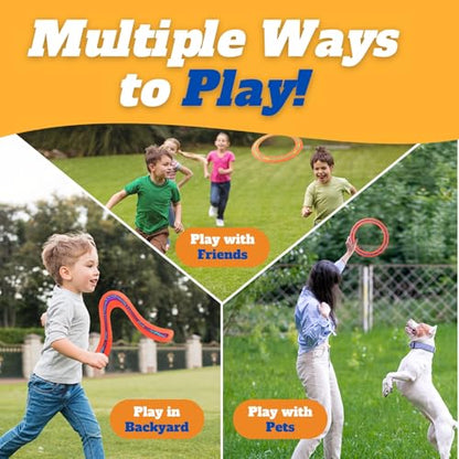 Liberty Imports 6 PCS Flying Ring Combo Pack Sports Plastic Pro Discs, Rings and Boomerangs - Lightweight Sports Outdoor Games Toys for Kids and Adults