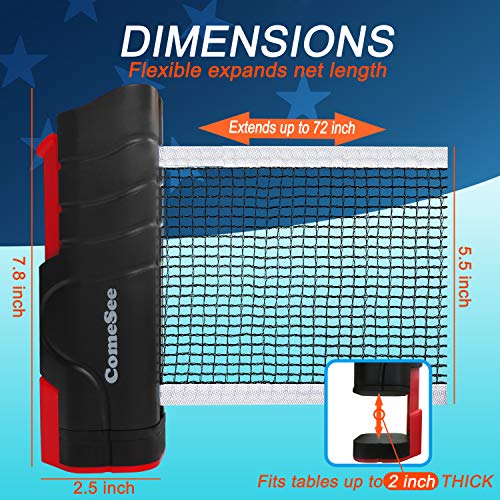 Comesee Retractable Ping Pong Net for Any Table, Table Tennis Nets and Posts Equipment for Replacement - color: black