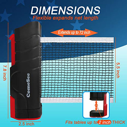 Comesee Retractable Ping Pong Net for Any Table, Table Tennis Nets and Posts Equipment for Replacement - color: black