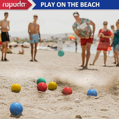 ropoda 100mm Bocce Ball Set, Lighter Bocce Ball for Beginners with 8 Balls, Pallino, Case and Measuring Rope for Backyard/Beach/Lawn, Composite Plastic for Kids Teens Beginners - size: 100mm
