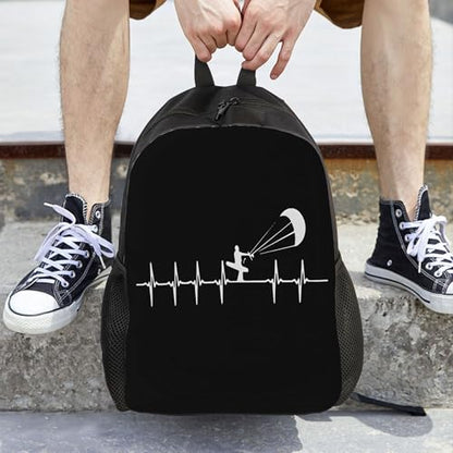 Kitesurfing Heartbeat Backpacks For Men Women Book Bag Travel Hiking Camping Work Lightweight - color: Ye17