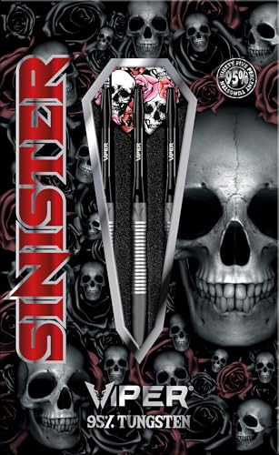 Viper Sinister Steel Tip Darts, 95% Tungsten Darts Metal Tip Dart Set for Sisal Dartboard, Sandblasted Barrels, Aluminum Dart Shafts with Locking Holes, Professional Grade - size: 24 Grams, style: Shark Cut