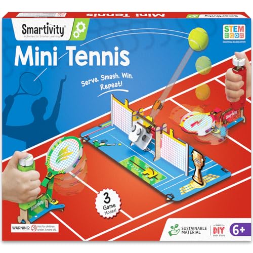 Smartivity DIY Tabletop Tennis - Pickleball Game for Kids 6 to 12, 2 Player STEM Toy with Mechanical Rackets & Scoreboard, Christmas, Birthday Gift for Boys & Girls Age 6, 7, 8, 9, 10, 11, 12 Years - style: Tabletop Tennis