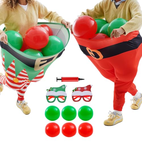Christmas Granny Pants Outdoor Game Set, Giant Granny Funny Pants with Pump Bouncy Balls & Christmas Glasses, Holiday Yard Tossing Game for Adults Family Party(11 Pcs,Classic Style) - style: Classic Style