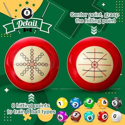 Foilswirl 2 Pcs Billiards Cue Ball 2-1/4" Pool Cue Practice Training Artifact with Three Finger Billiard Gloves 2 Ball Bag 6 Pool Table Marker Dots for Billiard Table Accessory - style: Velvet Bag