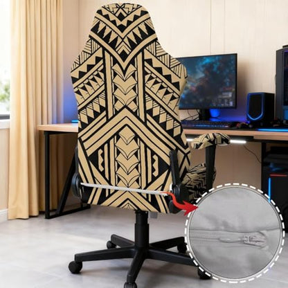Boho Brown Aztec Gaming Chair Covers Slipcovers Scratch Resistant Non Slip Washable Slipcover for Office & Rotating Chairs Soft Breathable Computer Chair Cover with Armrest Covers for Gamer - color: Boho Brown Aztec