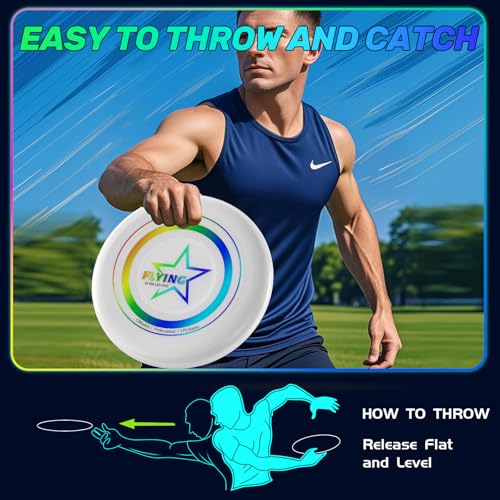 Dilabnba LED Flying Disc Toy for Lawn Game Beach Sand Backyard Outdoor Playing, Glow in The Dark Flying Ring Toass and Catch Camping Toy for Kids Adults Teen, Rechargeable, 175g - style: Set1