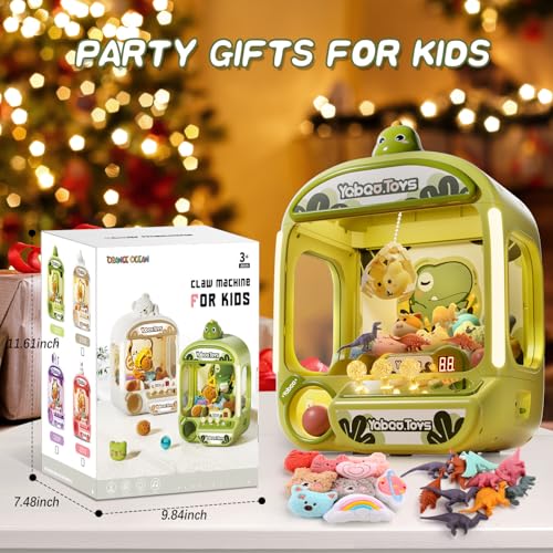 Claw Machine for Kids, Dinosaur Toy Claw Machine Large, Mini Arcade Machine with Prizes Toys Refill Inside, Kids Vending Game Machine, Party Prize Candy Dispenser, Easter Gift for Girls Boys - style: Dinosaurs
