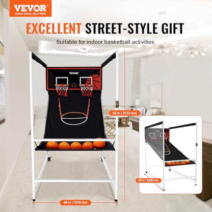 VEVOR Basketball Arcade Game Indoor, 2 Player Indoor Basketball Game, Home Dual Sport with 8 Game Modes, Electronic Scoreboard, and Inflation Pump,Adults - style: Unfoldable & Biggest Design
