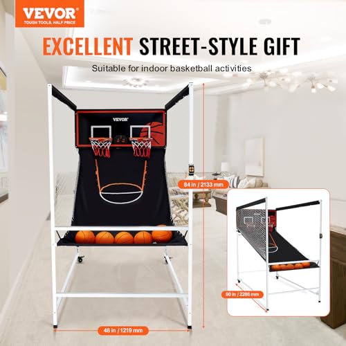 VEVOR Basketball Arcade Game Indoor, 2 Player Indoor Basketball Game, Home Dual Sport with 8 Game Modes, Electronic Scoreboard, and Inflation Pump,Adults - style: Unfoldable & Biggest Design