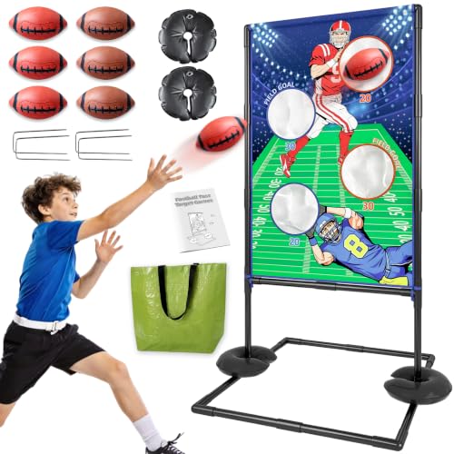 Inflatable Football Toss Game Set,Includes 6 Footballs,Indoor/Outdoor