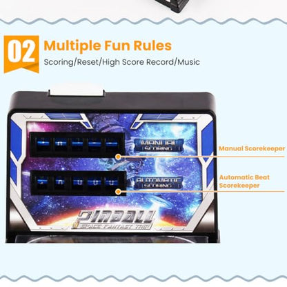 Mini Pinball Game Machine Desktop Ball Shooting Toy (Plug-in Version)