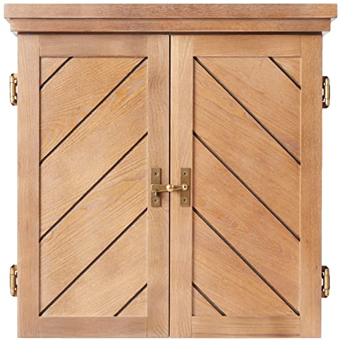 American Legend Charleston Solid Wood Bristle Dartboard Cabinet Set - Includes 18” dartboard and 6 steel tip darts