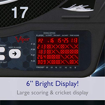 Viper Ion Illuminated Electronic Dartboard, 15.5 in Regulation Target, LED Segments, 48 Games, 8 Players, 6 Darts Included
